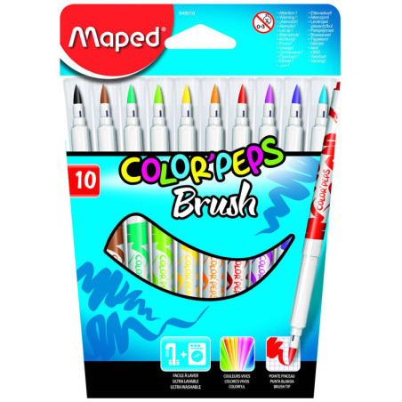 ROTULADOR MAPED COLOR PEPS BRUSH PINCEL C/10U CARTON 848010