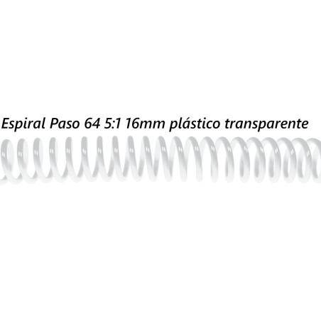 ESPIRAL 16MM PLASTICO TRANSPARENTE PASO 64 5:1 C/100U DHP 1820032