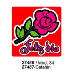 ETIQUETAS FELICIDADES ARGU METALIZADAS ROSA 250U. MOD 34 ^