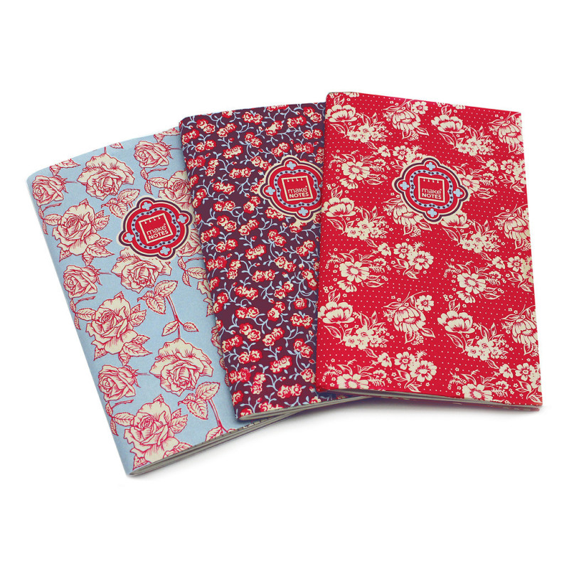 LIBRETA MAKENOTES17 9*14 FLORAL QUILT 32H PACK 3U C/COLGANTES MNCJ26