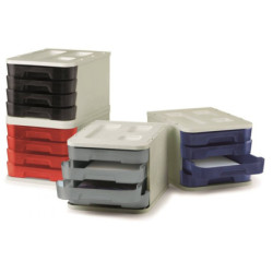 MODULO APILABLE PLASTICO 4 CAJONES 28,5X37,5X23CM GR/GR FAIBO 1000-08