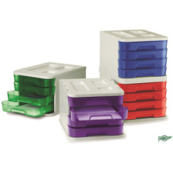 MODULO APILABLE PLASTICO 4 CAJONES TRANSPARENTE 28,5X37,5X23CM GR/VD FAIBO 1000-19