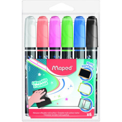 ROTULADOR MAPED PIZARRA BLANCA MULTISUPERFICIE BLISTER 6 COLORES 743557
