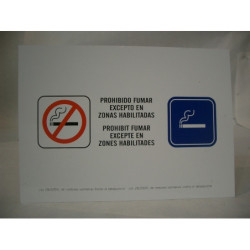 LETRERO PVC 21*30 ZONA PROHIBIDO FUMAR EXCEPTO ZONAS MOD.43 OFICIAL ^