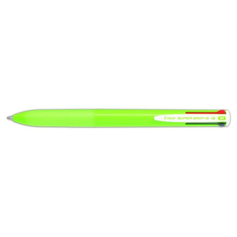 BOLIGRAFO PILOT SUPER GRIP G-4 COLORES CARCASA VERDE LIMA BPKGG-35M-LG UNIDAD (12)