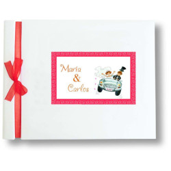 LIBRO BODA EDICROMO COCHE APAISADO LAZO ROJO 29050