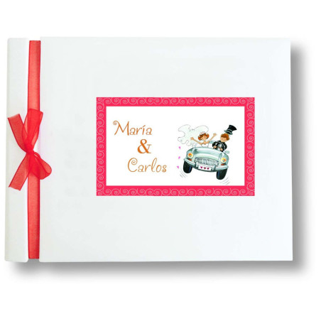 LIBRO BODA EDICROMO COCHE APAISADO LAZO ROJO 29050