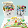 ROTULADOR DOBLE PUNTA PINCEL MARKERS CAJA REGALO 30 COLORES SURTIDOS AB-1230 ALEX BOG