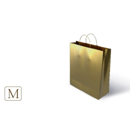 BOLSA PAPEL KRAFT METAL ORO "M" 100GR 27+12*37 GOLDSTEPS PTE 25U 11106