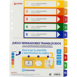 JUEGO SEPARARADORES  PP 0,3  A4 10 POSICIONES / 10 COLORES 11T GRAFOPLAS