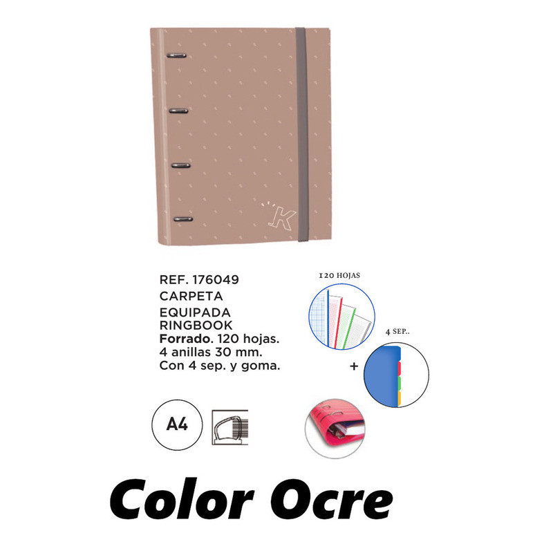 CARPEBLOC DEC RINGBOOK 4A 30MM A4 RECAMBIO OCRE SENFORT19 KATACRAK UNICOLOR 176049