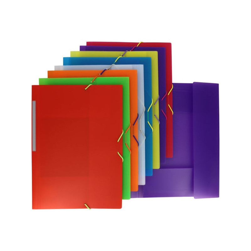CARPETA GOMAS PP A3 SOLAPAS SURTIDAS TRANSL. LOMO ROTULABLE COLORGRAF GRAFOPLAS