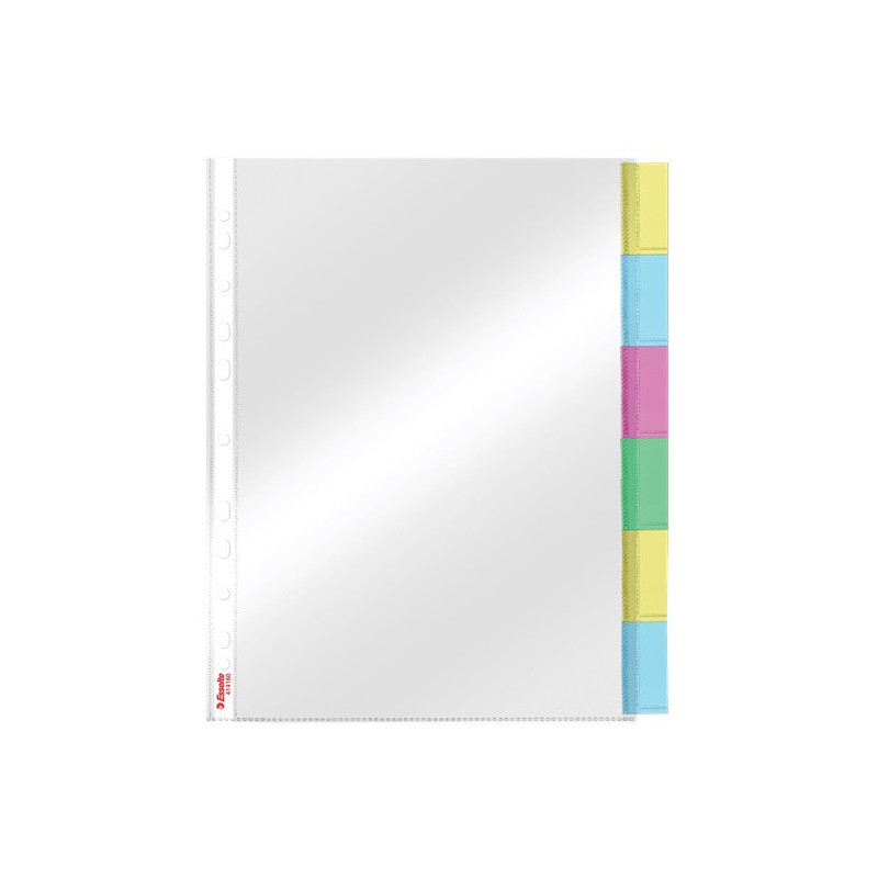 FUNDA MULTITALADRO C/PESTAÑA SET 6 FUNDAS PP CRISTAL 85 MIC REFUERZO  ESSELTE