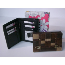 MONEDERO BILLETERO FERCHI HEBILLAS PVC SEÑORA MEDIANO MARRON 8937 ^