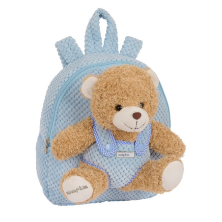 MOCHILA PREESCOLAR CON OSITO SAFTA AZUL PASTEL SAFTA26 622334231 27X23 UNIDAD