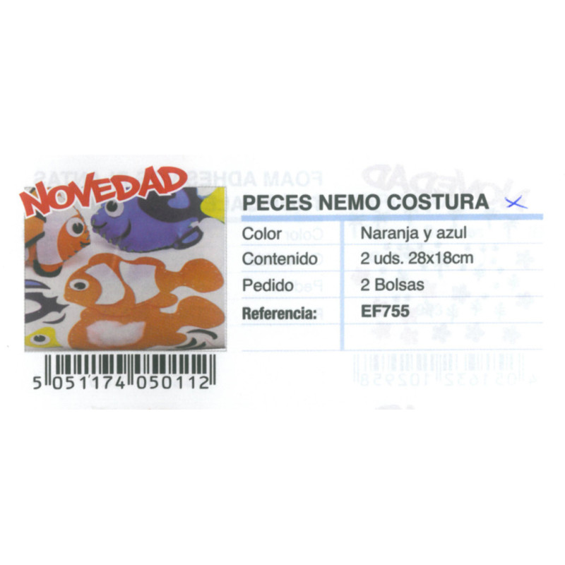 JUEGO PELUCHE FIELTRO ITKREA PARA COSER 20CM PECES NEMO PACK 2U EF755 ^
