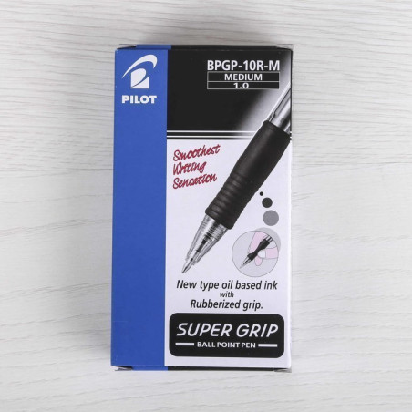 BOLIGRAFO PILOT SUPER GRIP CLIP NEGRO C/12U