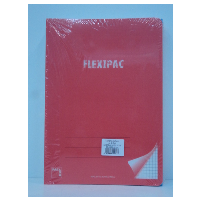 LIBRETA PACSA FLEXIPAC TAPA PLASTICO A-4 48H CUADROS 5*5 90G 20057