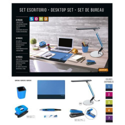 JUEGO OFICINA SENFORT19 SOHO 6 PIEZAS C/FLEXO COLOR AZUL 20891