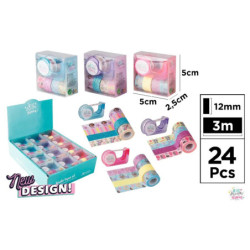 SET DE CINTAS DECORADAS WASHI TAPE C/PORTARROLLOS MADRID PAPEL UNIDAD (24) BD23012