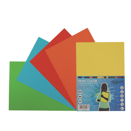 PAPEL COLORES SURTIDOS FUERTES A4 80G 100H