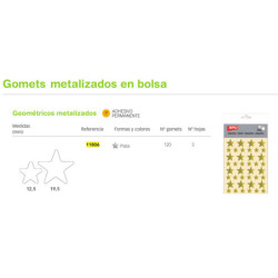 ETIQUETAS APLI GOMETS ESTRELLA 5 PUNTAS PLATA GR PEQ 3H 11806