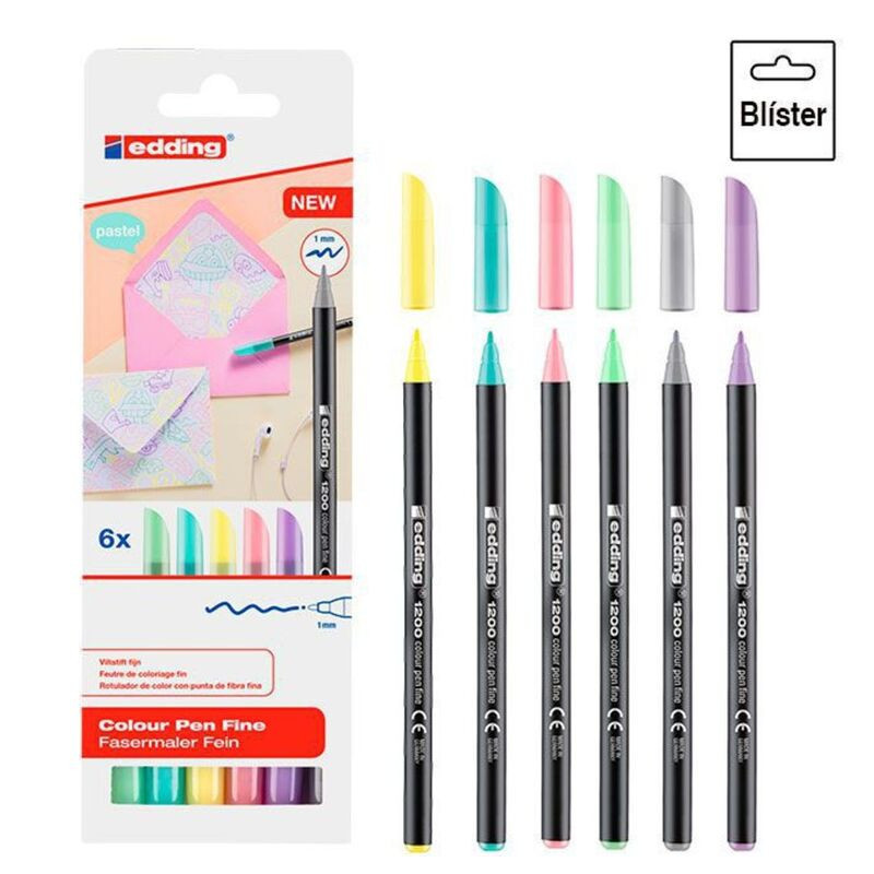 ROTULADOR EDDING 1200 BLISTER 6 ROTULADORES PASTEL 1200-6-S
