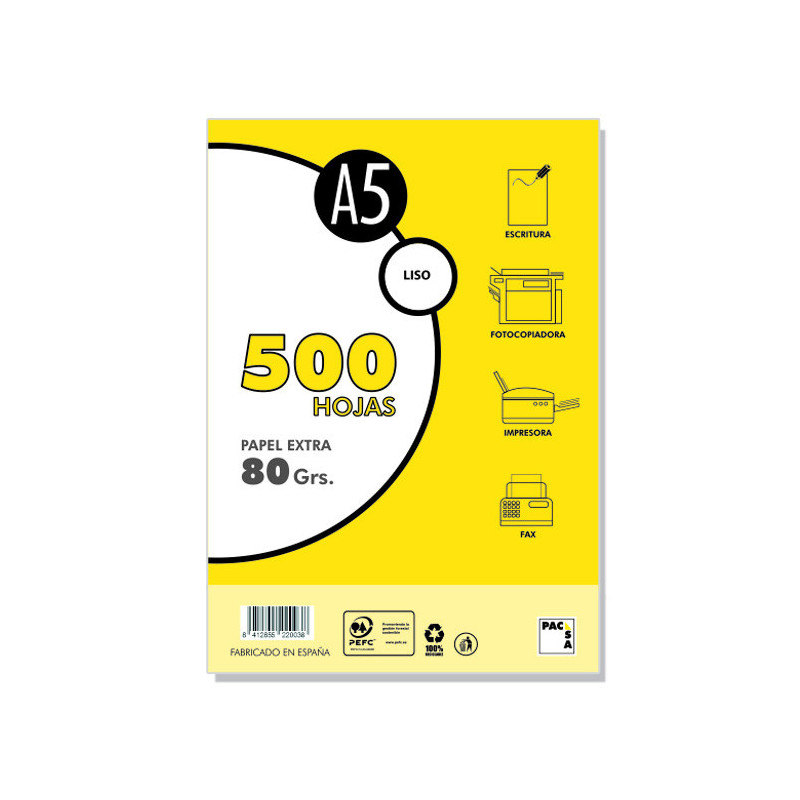 RESMILLERIA A5 80 G 500H LISO PACSA.
