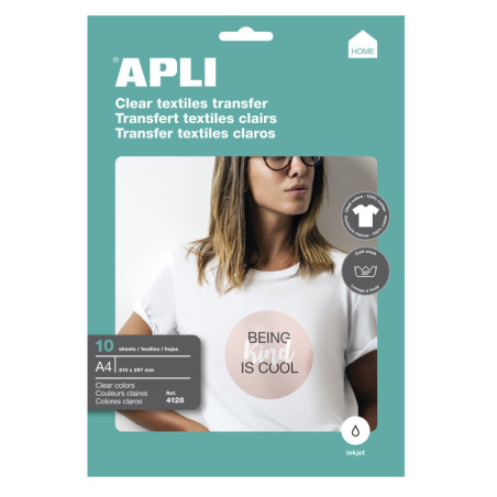 PAPEL A4 10H. TRANSFER INKJET TEJIDOS BLANCOS APLI