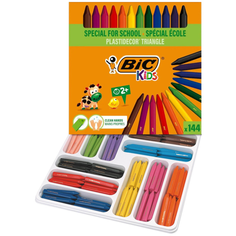CERAS SCHOOLPACK 144u.PLASTIDECOR PEQUES (12X12 COLORES) BIC 8878331