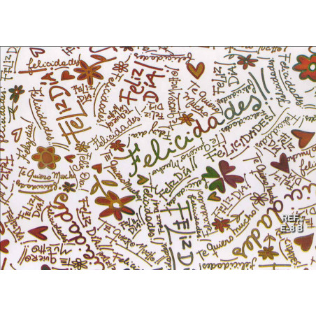 PAPEL REGALO ROLLO 31 SETIMPRES ESTUCADO FELICIDADES FONDO BLANCO E8B PACK 2U