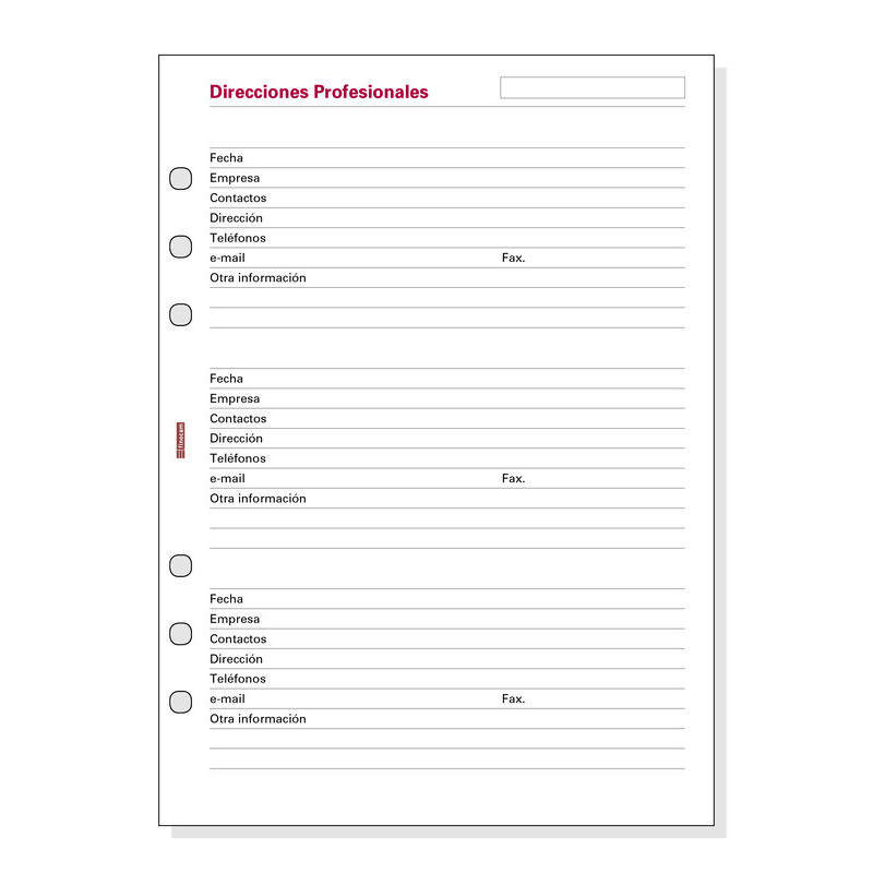 AGENDA RECAMBIO FINOCAM OPEN 1000 DIRECCION PROFESIONAL R1051