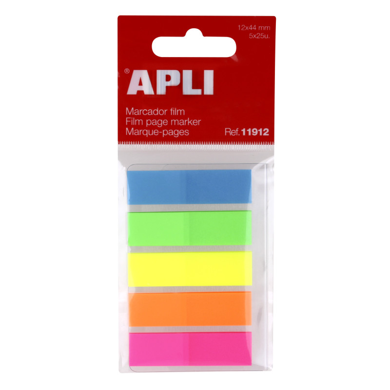 BANDERITAS 12X45 COLORES SURTIDOS FILM EN BLOC DE 5X25H. APLI