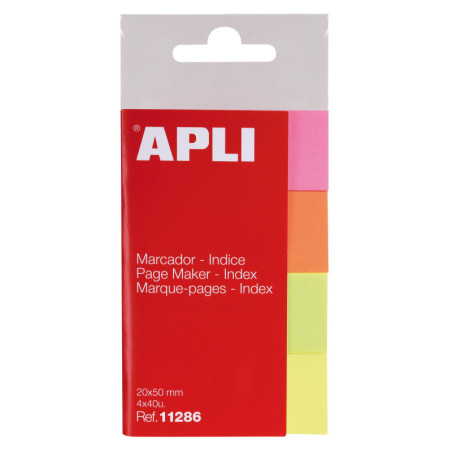 NOTAS ADHESIVAS MININOTAS 20X50 BRILLANTES PACK 4 BLOC PAPEL APLI