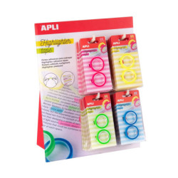 CINTA ADHESIVA FLUORESCENTE DE SUBRAYAR APLI 6MM * 5 METROS 4 COLORES UNIDAD 19665 (EXP 32U)