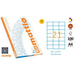 ETIQ. INK/LAS/FOT A4 70X42,4 CJ.100H. CAN. RECTOS 2100U MATTIO
