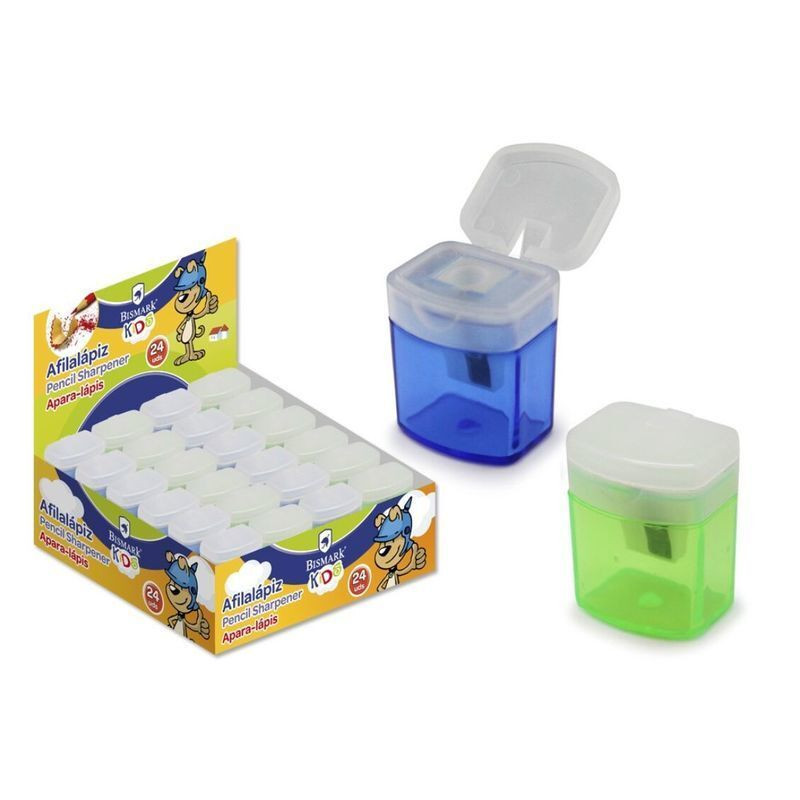 SACAPUNTAS BISMARK DEPOSITO TRANSP COLORES 1 USO C/24 324331 POESSA