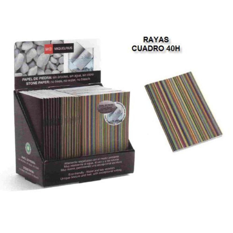 LIBRETA STONEPAPER MR 8º 40H RAYAS 4*4 CUADROS 1394 ^