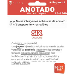 BLOC NOTAS ADHESIVO REMOVIBLE 76*76 50H ACETATO TRANSPARENTE ALEX BOG AB-1340 UNIDAD