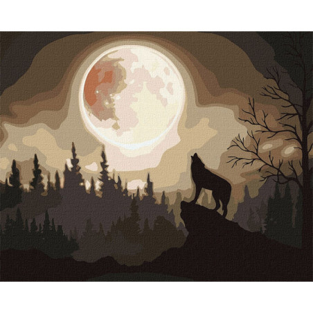 LIENZO IDEYKA 40*50 PARA PINTAR POR NUMEROS 4291 LOBO LUNA PRECISION