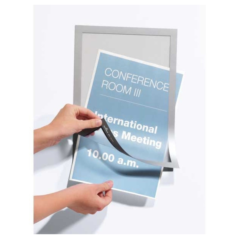 PANEL ADHESIVO DURAFRAME A4 MARCO PLATA DURABLE BLISTER 2U 4872 23