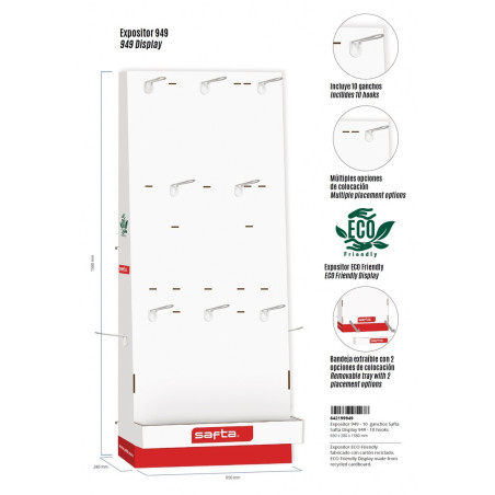 EXPOSITOR 10 GANCHOS VACIO SAFTA SAFTA26 642199949 158X65 UNIDAD