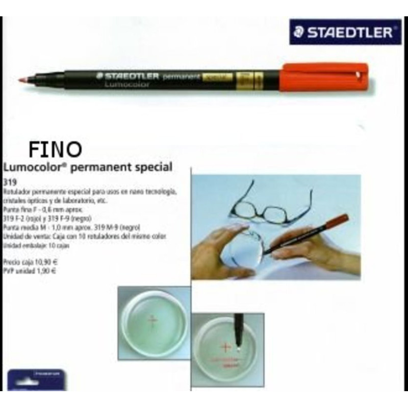 ROTULADOR STAEDTLER LUMOCOLOR OPTICA FINO ROJO 319 C/10U