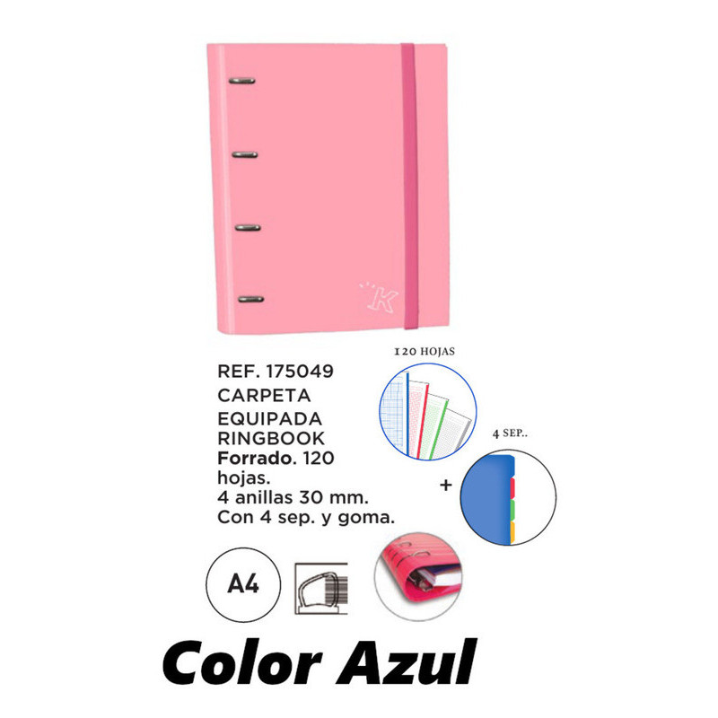 CARPEBLOC DEC RINGBOOK 4A A4 RECAMBIO AZUL SENFORT19 KATACRAK PASTEL 175049