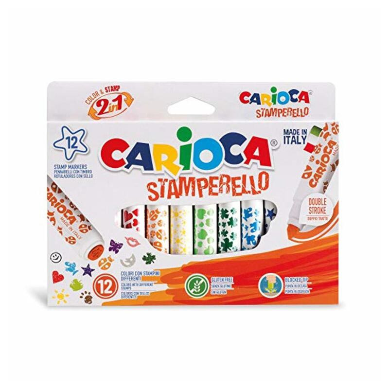 ROTULADOR CARIOCA STAMPERELLO SELLO DOBLE PUNTA 12 COLORES 42240