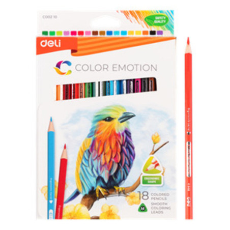 LAPIZ DELI EMOTION TRIANGULAR MINA 3MM 18 COLORES CAJA CARTON EC00210 UNIDAD