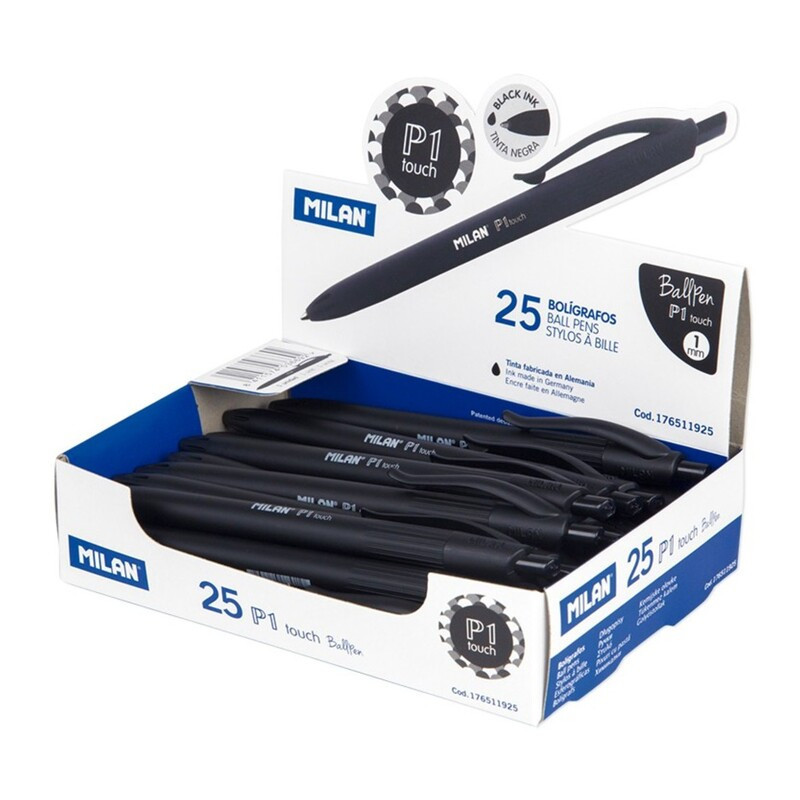 BOLIGRAFO MILAN P1 TOUCH CLIP NEGRO C/25U 176511925