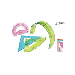 REGLA JUEGO FLEXIBLE 20CM KEYROAD 4 PIEZAS COLORES SURTIDOS KR971105 DMM