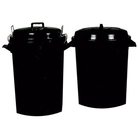 CUBO BASURA PLÁSTICO CON TAPA 100 LITROS NEGRO