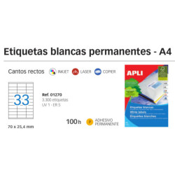 ETIQUETAS APLI I/L/C A-4  70.0*25.4 100H 01270